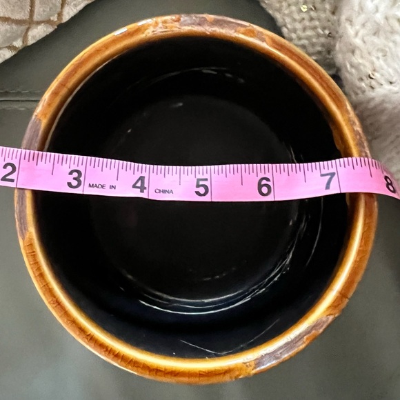 VINTAGE Rustic GLAZED Crackle CERAMIC Amber BOWL - Picture 12 of 15